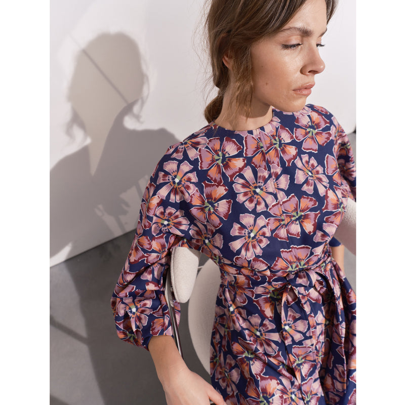 Maeve Dress Navy & Pink Floral