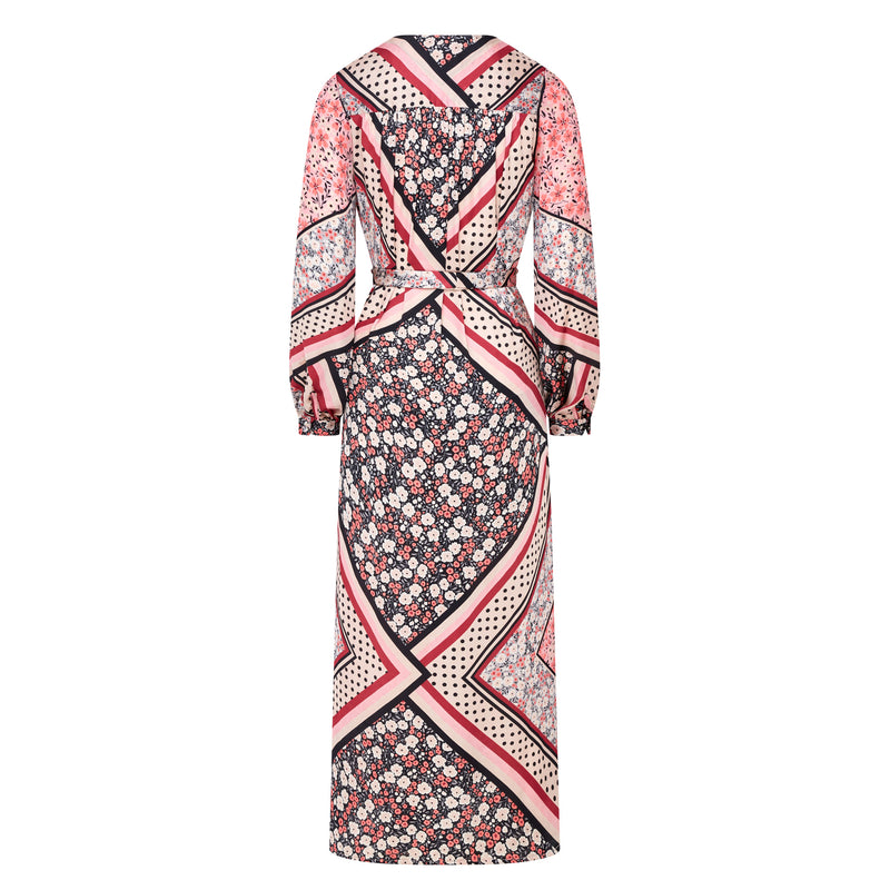 Alida Red Scarf Print Maxi Dress