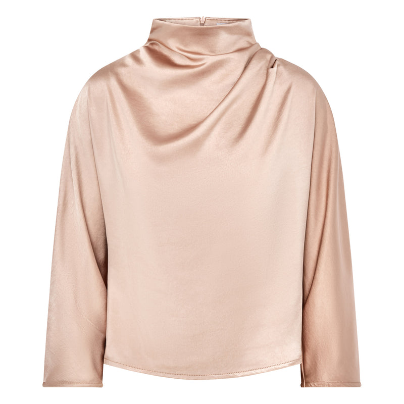 Celeste Cowl Neck Nude Satin Top