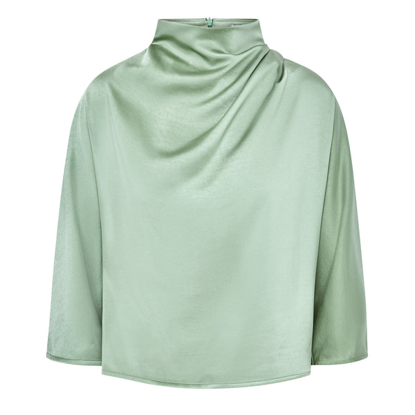 Celeste Cowl Neck Sage Green Satin Top