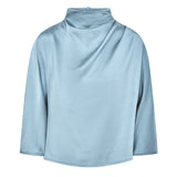 Celeste Cowl Neck Blue Satin Top