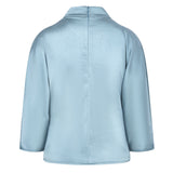 Celeste Cowl Neck Blue Satin Top