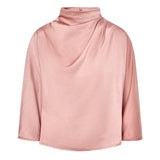 Celeste Cowl Neck Blush Pink Satin Top