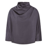 Celeste Cowl Neck Black Satin Top