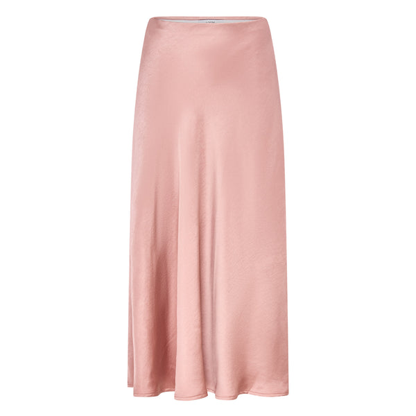 Celeste Bias Cut Blush Satin Skirt