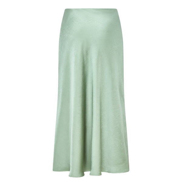 Celeste Bias Cut Sage Green Satin Skirt