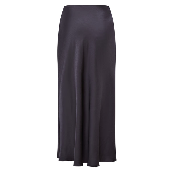 Celeste Bias Cut Black Satin Skirt