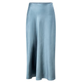 Celeste Bias Cut Blue Satin Skirt