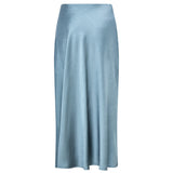 Celeste Bias Cut Blue Satin Skirt