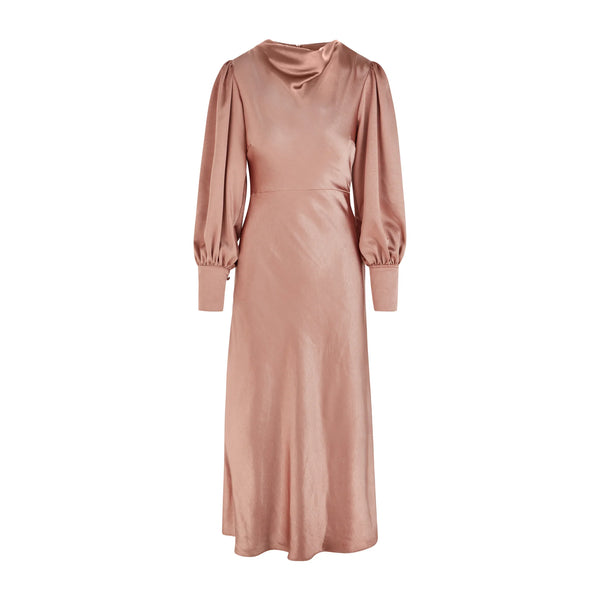 Sadie Blush Pink Cowl Neck Midi Dress