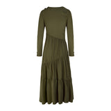 Petra Khaki Green Long Tiered Dress