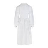 Nora White Midi Shirt Dress