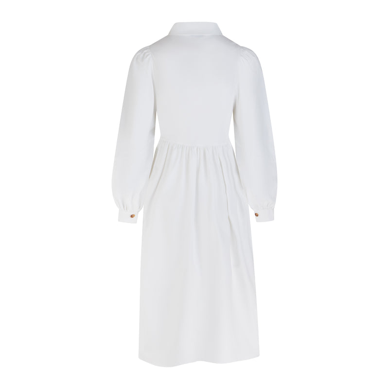 Nora White Midi Shirt Dress