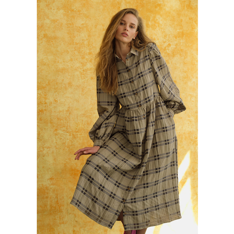 Nora Brown & Black Check Shirt Dress